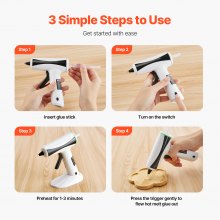 VEVOR Hot Glue Gun, Rechargeable Cordless Glue Gun, Mini Wireless Hot Glue Gun Kit with 2200mAh Battery, 20 Pcs Glue Sticks, Fast Preheating & High Temp, for Crafts, Arts, DIY, Quick Home Repairs