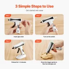 Pistola de pegamento caliente VEVOR, pistola de pegamento inalámbrica recargable, mini kit de pistola de pegamento caliente inalámbrica con batería de 2200 mAh, 20 barras de pegamento, precalentamiento rápido y alta temperatura, para manualidades, artes, bricolaje, reparaciones rápidas en el hogar