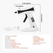 Pistola de pegamento caliente VEVOR, pistola de pegamento inalámbrica recargable, mini kit de pistola de pegamento caliente inalámbrica con batería de 2200 mAh, 20 barras de pegamento, precalentamiento rápido y alta temperatura, para manualidades, artes, bricolaje, reparaciones rápidas en el hogar
