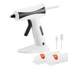 Pistola de pegamento caliente VEVOR, pistola de pegamento inalámbrica recargable, mini kit de pistola de pegamento caliente inalámbrica con batería de 2200 mAh, 20 barras de pegamento, precalentamiento rápido y alta temperatura, para manualidades, artes, bricolaje, reparaciones rápidas en el hogar