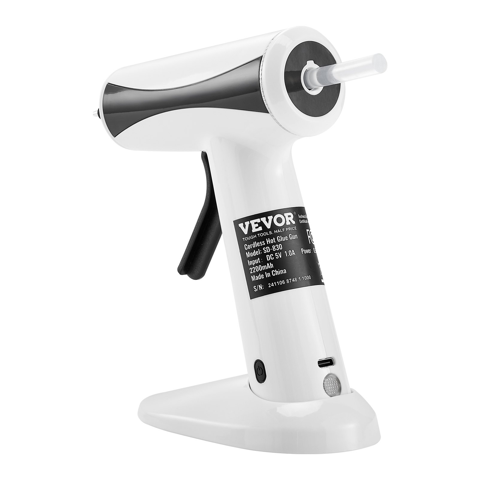 VEVOR Hot Glue Gun, Rechargeable Cordless Glue Gun, Mini Wireless Hot Glue Gun Kit with 2200mAh Battery, 20 Pcs Glue Sticks, Fast Preheating & High Temp, for Crafts, Arts, DIY, Quick Home Repairs