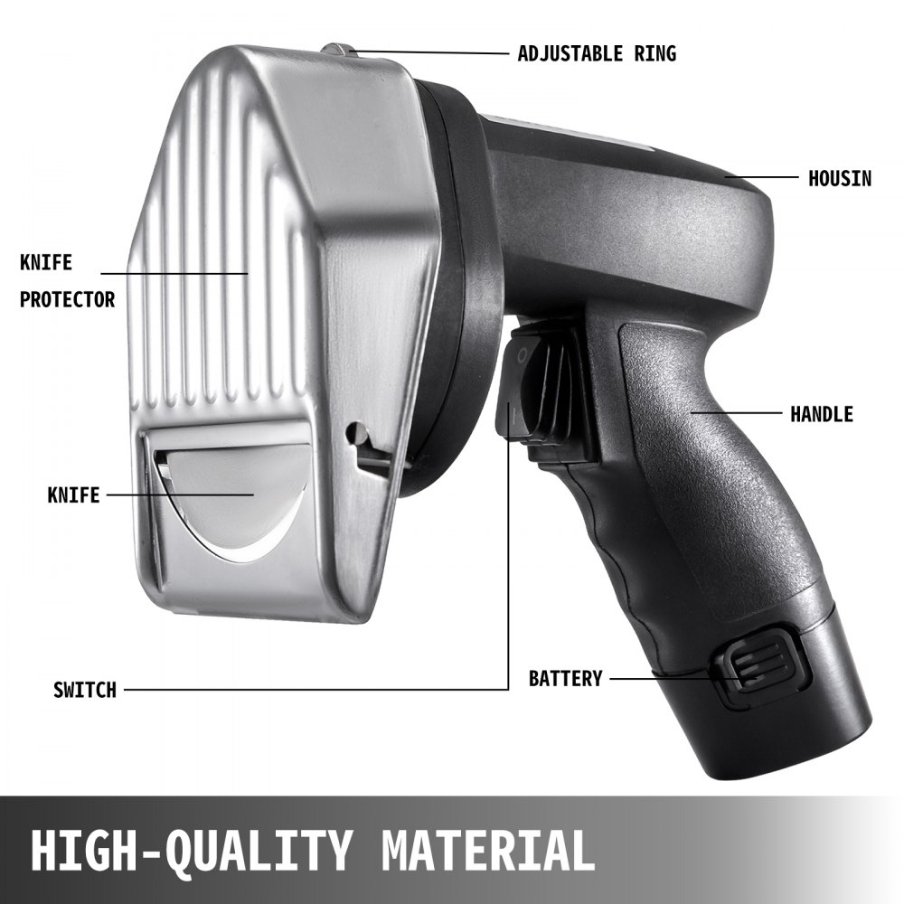 VEVOR Cordless Shawarma Knife 110V Battery Professional Turkish Kebab Slicer Stainless Wireless Commercial Gyro Cutter 2800 RPM With 2 Blades Φ3.93/100mm Adjustable Thickness 0-8 mm