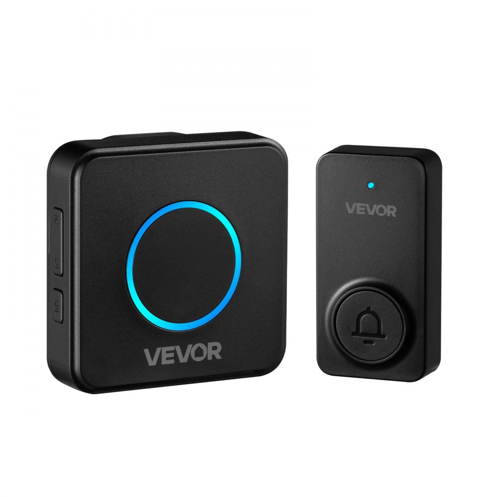 VEVOR Wireless Doorbell Kit, IP54 Waterproof Door Chime Ranges up to 1000 ft, 5 Adjustable Volumes, 48 Ringtones, Easy Installation, Wireless Doorbell Ideal for Home, Doorway, Classroom, Office, Black