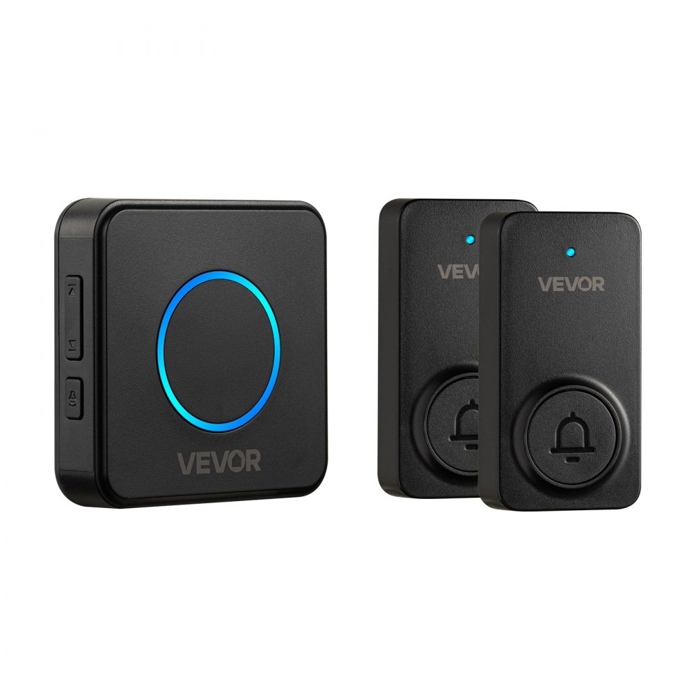 VEVOR Wireless Doorbell Kit, IP54 Waterproof Door Chime Ranges up to 1000 ft, 5 Adjustable Volumes, 48 Ringtones, Easy Installation, Wireless Doorbell Ideal for Home, Doorway, Classroom, Office, Black