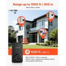VEVOR Wireless Doorbell Kit, IP54 Waterproof Door Chime Ranges up to 1000 ft, 5 Adjustable Volumes, 48 Ringtones, Easy Installation, Wireless Doorbell Ideal for Home, Doorway, Classroom, Office, Black