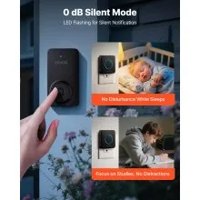 VEVOR Wireless Doorbell Kit, IP54 Waterproof Door Chime Ranges up to 1000 ft, 5 Adjustable Volumes, 48 Ringtones, Easy Installation, Wireless Doorbell Ideal for Home, Doorway, Classroom, Office, Black