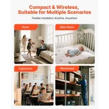 VEVOR Wireless Doorbell Kit, IP54 Waterproof Door Chime Ranges up to 1000 ft, 5 Adjustable Volumes, 48 Ringtones, Easy Installation, Wireless Doorbell Ideal for Home, Doorway, Classroom, Office, Black