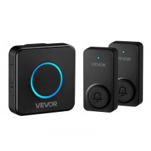 VEVOR Wireless Doorbell Kit, IP54 Waterproof Door Chime Ranges up to 1000 ft, 5 Adjustable Volumes, 48 Ringtones, Easy Installation, Wireless Doorbell Ideal for Home, Doorway, Classroom, Office, Black
