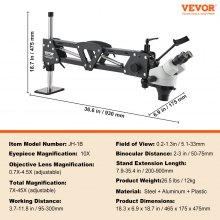 VEVOR Multi-Directional Microscope Spring Bracket Ball Vise Ring Light 7X-45X