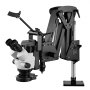 VEVOR Multi-Directional Microscope with Spring Bracket Micro Inlaid Mirror, for Diamond Setting Jewelry Making Engraving, 7X-45X Continuous Magnification, Jewelry Microscope with Adjustable LED Light