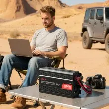 VEVOR 1000W Power Inverter, 12V DC to 120V AC Modified Sine Wave Inverter, Car Charger Converter with USB & Type-C Port, 2 AC Outlets, LED Indicator Light, Ideal for RV, Truck Outdoor Camping