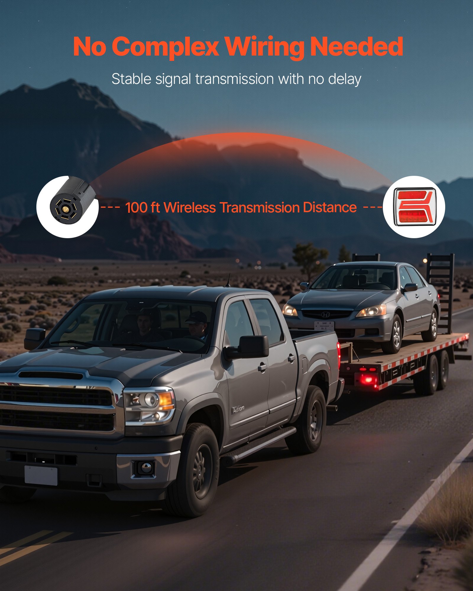 VEVOR Trailer Lights, 2PCS 12V Square LED Magnetic Wireless Trailer Tail Lights Kit with Stop Brake Turn Tail License Plate Lamp, Waterproof Tow Lighting Kit for Boat Truck Camper RV Tractor Caravan