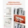 VEVOR 3-Tier Rolling Book Cart Double Sided W-Shaped Shelves Book Truck in White