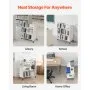 VEVOR 3-Tier Rolling Book Cart Double Sided W-Shaped Shelves Book Truck in White