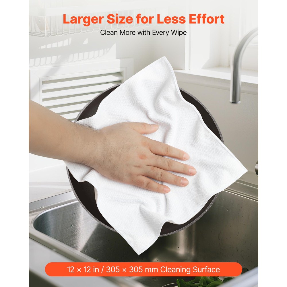 VEVOR 50 Pack White Microfiber Cleaning Cloth, 12 x 12 in Premium Microfiber Towels, Lint-Free and Scratch-Free, Absorbent Cleaning Rags for Car, Household, Kitchen, Window,  SPA, Hotel & Bathroom