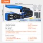 VEVOR RJ45 Crimp Tool Kit, Cat5e/Cat6/Cat6a Pass Through Ethernet Crimper for 8P8C Modular Plugs with 20pcs Connectors and 20pcs Covers, Wire Stripper and Network Tester