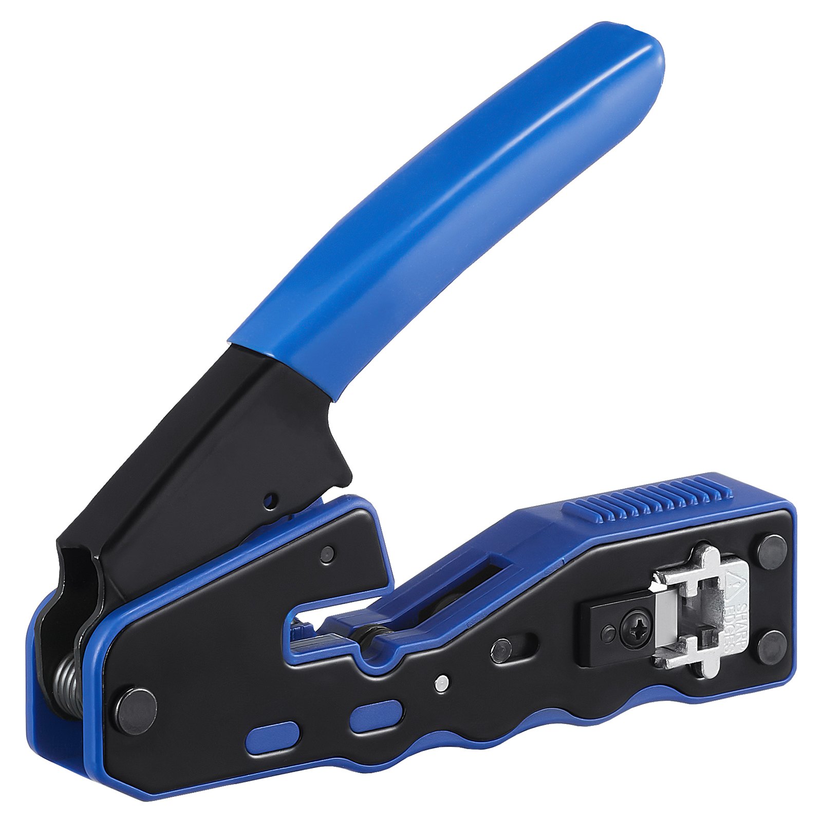 VEVOR RJ45 Crimp Tool Kit, Cat5e/Cat6/Cat6a Ethernet Crimper Crimp Pliers for 8-Pin Modular Plugs with 20pcs Pass-Through Connectors and Covers, Wire Stripper and Network Tester