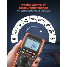 VEVOR Digital Multimeter, 4000-Count TRMS Voltmeter Ohmmeter, 1000V AC/DC Voltage Tester with Switchable Auto/Manual Range for Voltage, Resistance, and Continuity Measurment