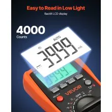 VEVOR Digital Multimeter, 4000-Count TRMS DC/AC Voltmeter Current Tester, Auto-Ranging Multimeter for Current Voltage Resistance Capacitance Temperature Diodes Continuity Duty-Cycle Measurments