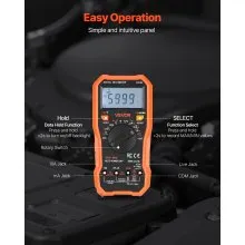 VEVOR Digital Multimeter, 6000-Count TRMS DC/AC Voltmeter Current Tester, Professional NCV Multimeter for Current Voltage Resistance Capacitance Duty-Cycle Tempetature Diodes Continuity Live Wire Test