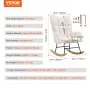 VEVOR Nursery Rocking Chair, 250 lbs Weight Capacity Teddy Fabric Upholstered Glider Rocker Chair with Soft Seat and High Backrest, Nursing Chair for Nursery, Bedroom, Living Room, Ivory White