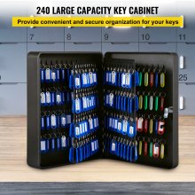 VEVOR Key Cabinet, 240 Large Capacity Key Box, Key Lock Cabinet Steel, Q235 Steel Key Storage, Wall Mounted Key Storage Cabinet, Black Key Box Organizer for Office, Hotel, Bank