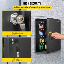 VEVOR Key Cabinet, 240 Large Capacity Key Box, Key Lock Cabinet Steel, Q235 Steel Key Storage, Wall Mounted Key Storage Cabinet, Black Key Box Organizer for Office, Hotel, Bank