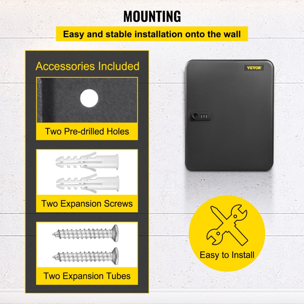 VEVOR Key Cabinet Lock Box Key Capacity Storage Cabinet 72 Hooks Wall-Mounted