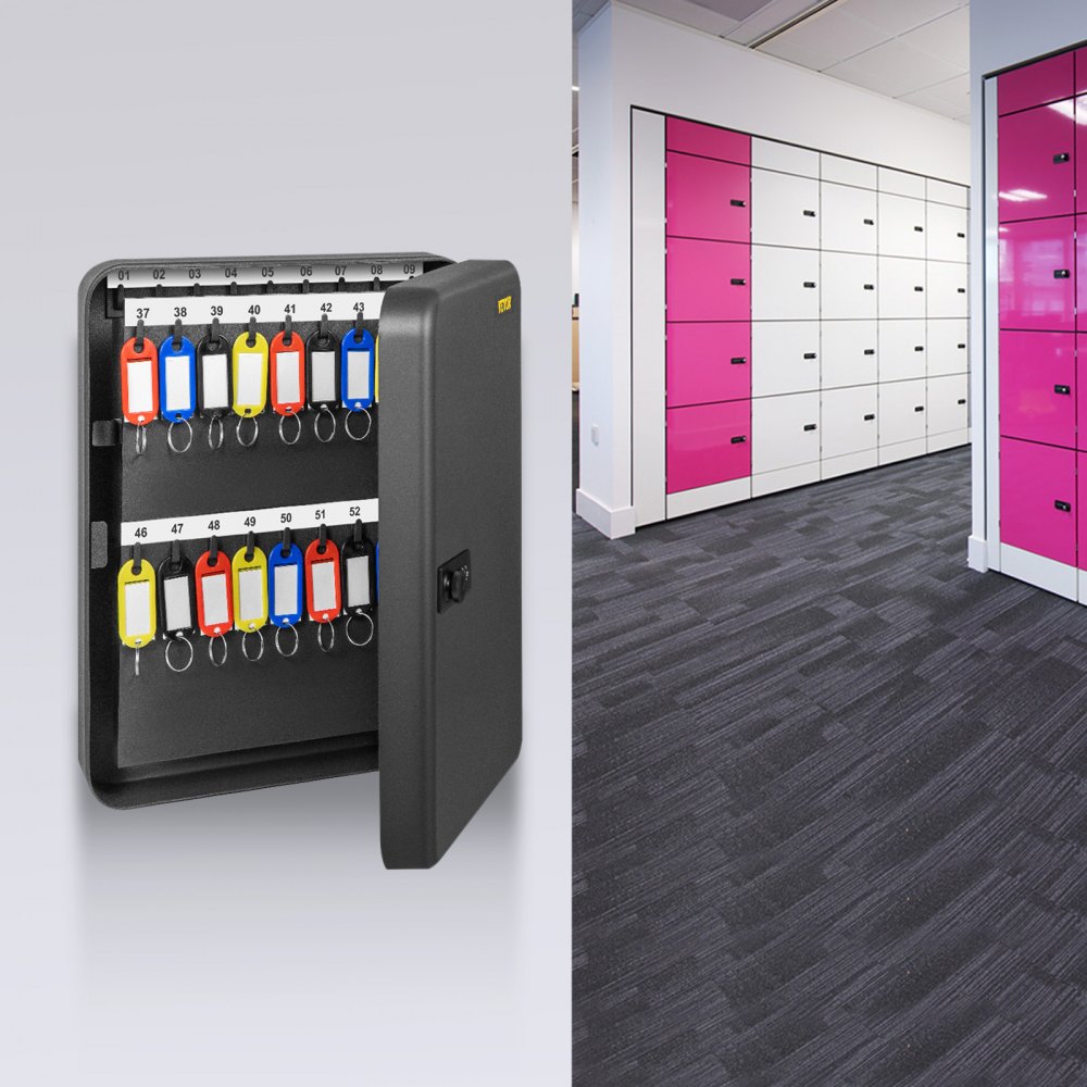VEVOR Key Cabinet Lock Box Key Capacity Storage Cabinet 72 Hooks Wall-Mounted