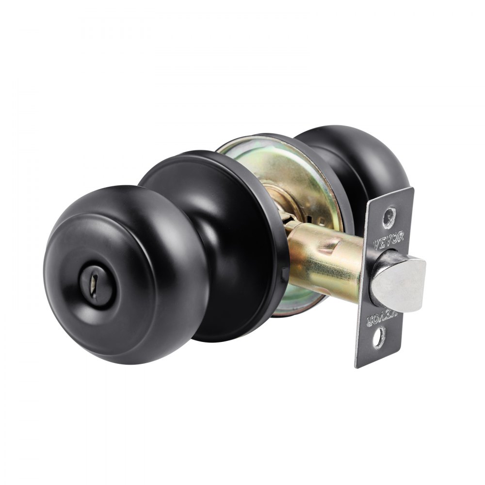 VEVOR 6 Pack Black Door Knobs, Privacy Door Knob with Round Ball, Keyless Exterior & Thumb Turn Lock Interior, All Metal Doorknobs Hardware, Matte Black Modern Design for Bedroom & Bathroom