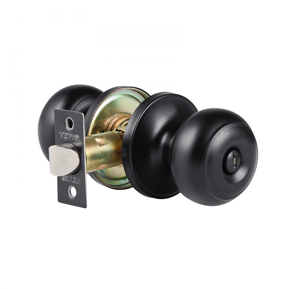 VEVOR 6 Pack Black Door Knobs, Privacy Door Knob with Round Ball, Keyless Exterior & Thumb Turn Lock Interior, All Metal Doorknobs Hardware, Matte Black Modern Design for Bedroom & Bathroom