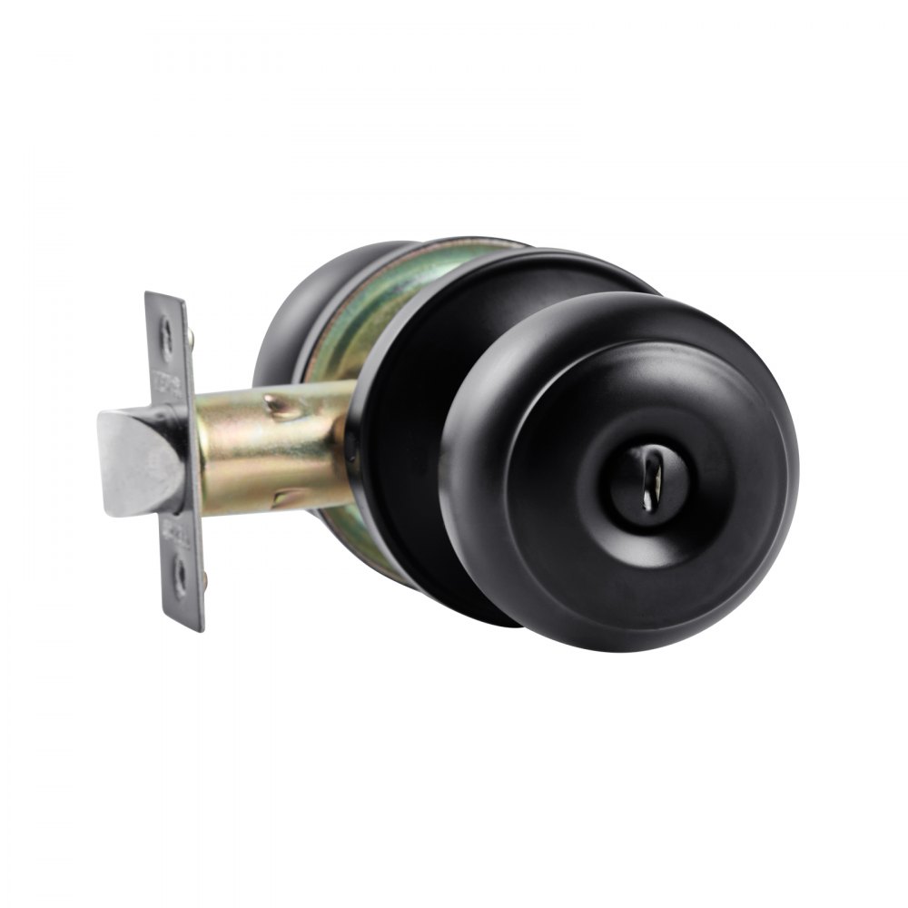 VEVOR 6 Pack Black Door Knobs, Privacy Door Knob with Round Ball, Keyless Exterior & Thumb Turn Lock Interior, All Metal Doorknobs Hardware, Matte Black Modern Design for Bedroom & Bathroom