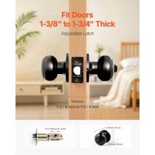 Round Privacy Door Knobs for Bedroom Bathroom Matte Black 6 Pack Keyless