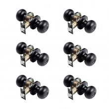 Round Privacy Door Knobs for Bedroom Bathroom Matte Black 6 Pack Keyless