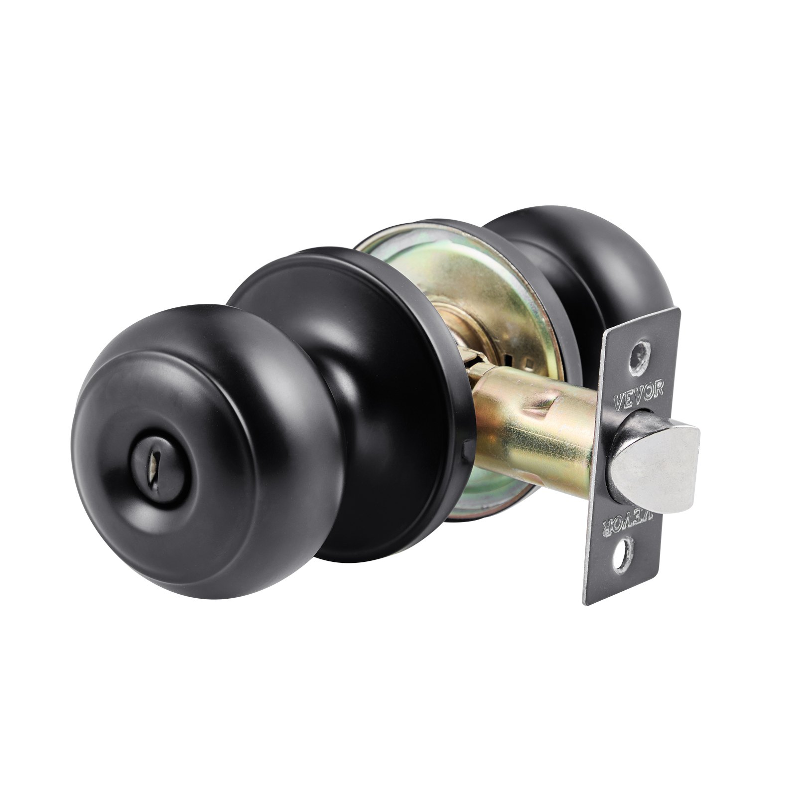 VEVOR 6 Pack Black Door Knobs, Privacy Door Knob with Round Ball, Keyless Exterior & Thumb Turn Lock Interior, All Metal Doorknobs Hardware, Matte Black Modern Design for Bedroom & Bathroom