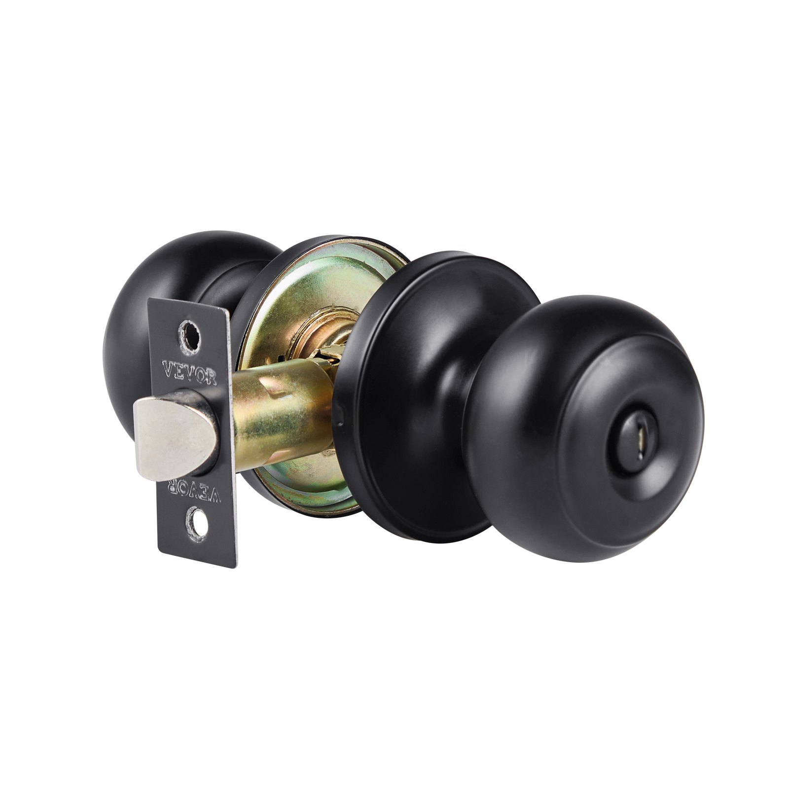 VEVOR 6 Pack Black Door Knobs, Privacy Door Knob with Round Ball, Keyless Exterior & Thumb Turn Lock Interior, All Metal Doorknobs Hardware, Matte Black Modern Design for Bedroom & Bathroom