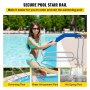 VEVOR pool handrail by pool with vibrant blue grip, featured in various settings.