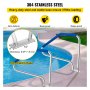 VEVOR pool handrail with 304 stainless steel base by a swimming pool, rust-proof and wear-proof.