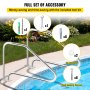VEVOR Pool-gelænder, 49,4 x 34" swimmingpool-trappeskinne, 304-stål-trappe-pool-håndskinne vurderet til 375 lbs belastningskapacitet, pool-skinne med hurtig monteringsbundplade og komplet monteringstilbehør