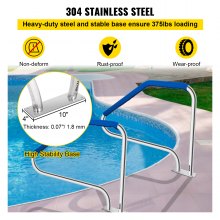 VEVOR Swimming Pool Handrail Ladder Handrail Stainless Steel Rail w/ Base Plate