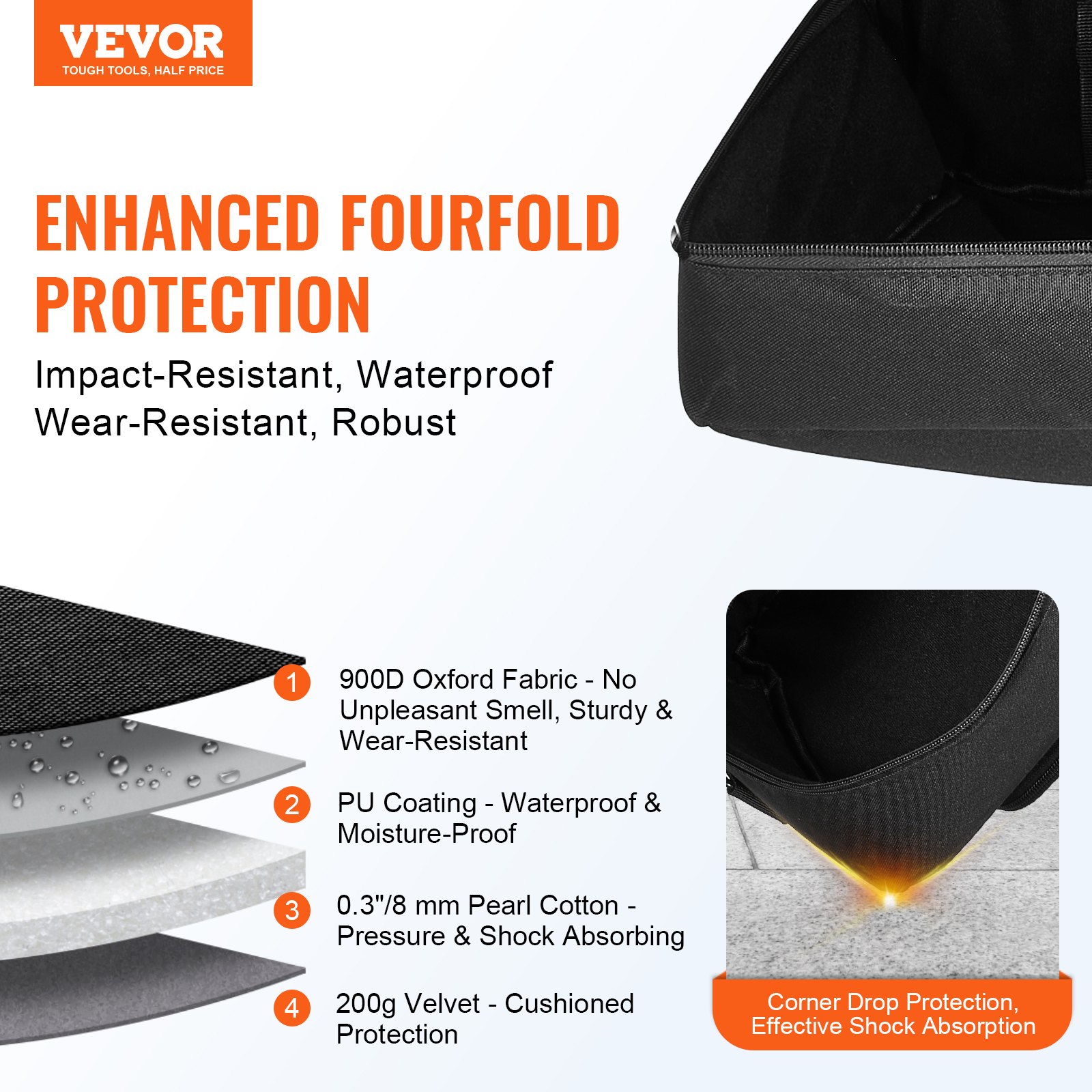 VEVOR Telescope Case, 1040 mm, Telescope Large Storage Bag with Fixed Buckles, Multi-Pocket & Detachable Divider, Shock-Absorbent Telescope Carrying Bag for Optical Tube & Tripod, Counterweight Pocket