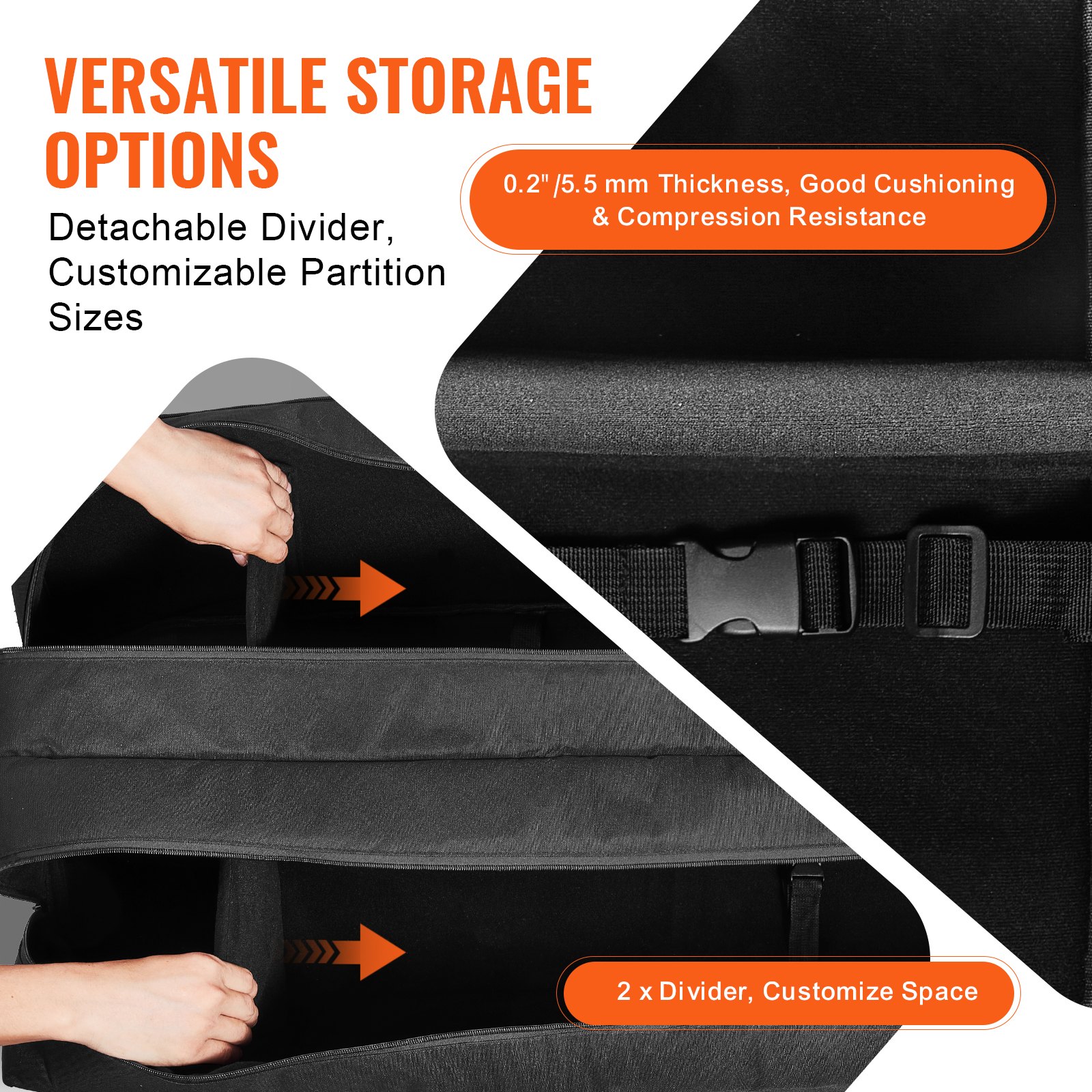 VEVOR Telescope Case, 1040 mm, Telescope Large Storage Bag with Fixed Buckles, Multi-Pocket & Detachable Divider, Shock-Absorbent Telescope Carrying Bag for Optical Tube & Tripod, Counterweight Pocket