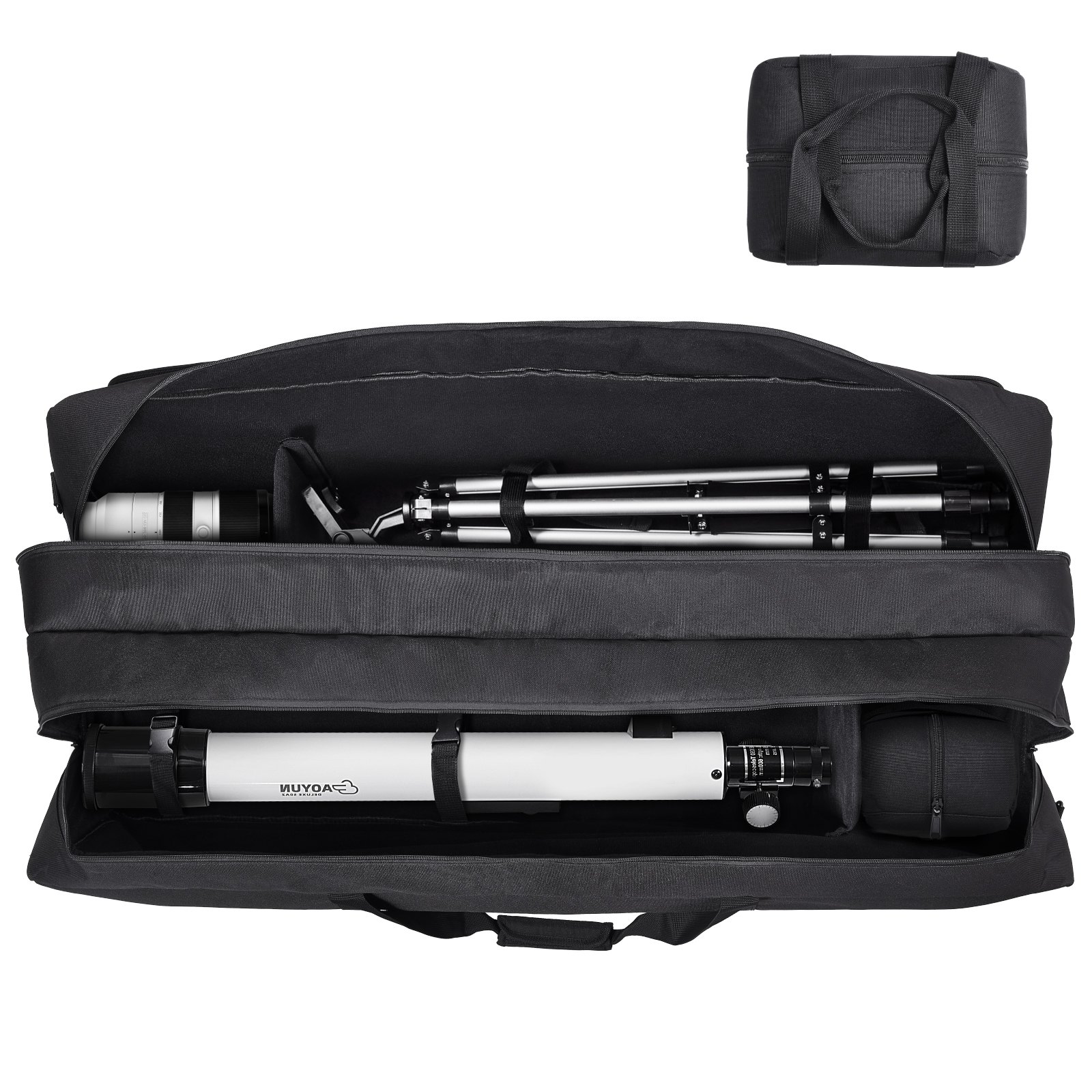 VEVOR Telescope Case, 1040 mm, Telescope Large Storage Bag with Fixed Buckles, Multi-Pocket & Detachable Divider, Shock-Absorbent Telescope Carrying Bag for Optical Tube & Tripod, Counterweight Pocket