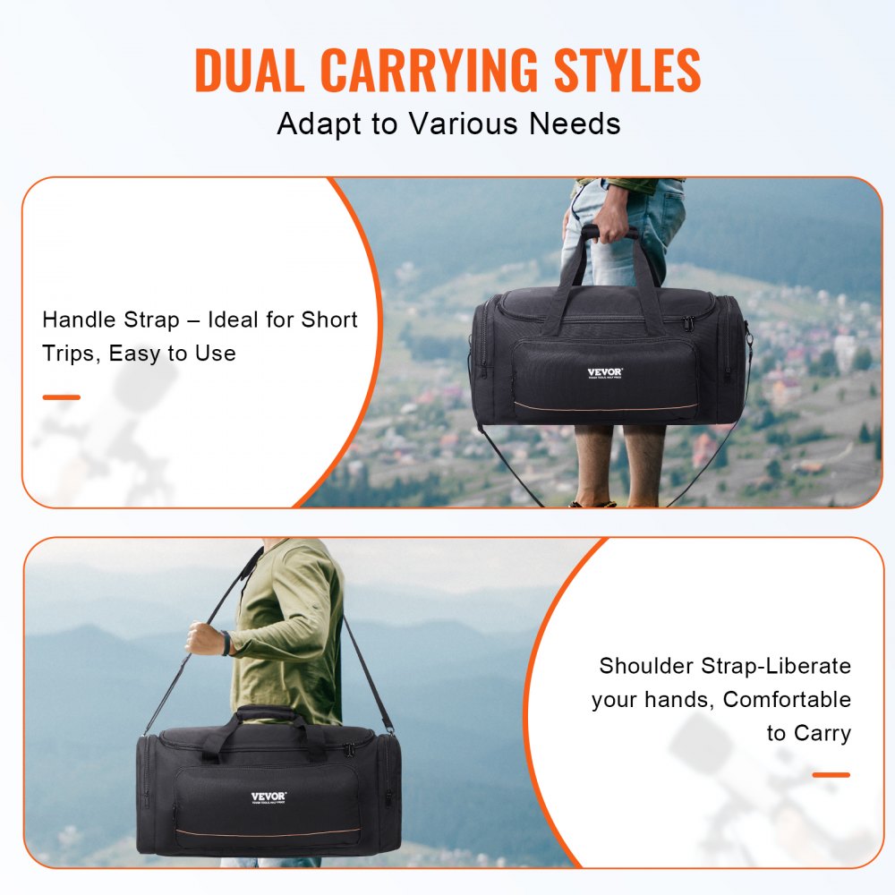 VEVOR Telescope Case, 560 mm, Telescope Storage Bag with Fixed Buckles, Multi-Pocket & Detachable Divider for Telescope, Shock-Absorbent Telescope Carrying Case to Easily Secure Optical Tube & Tripod