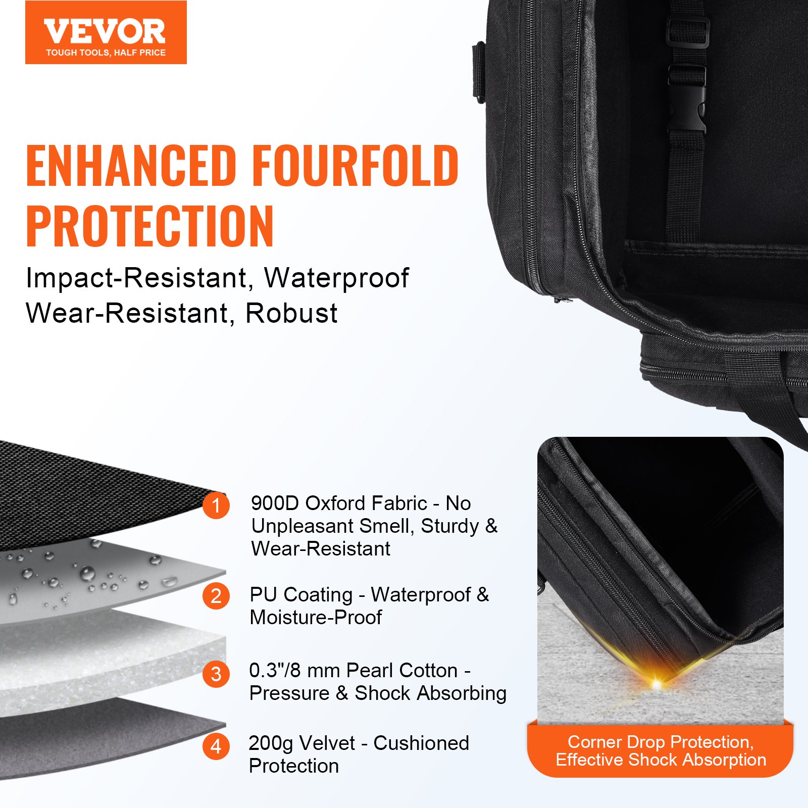 VEVOR Telescope Case, 560 mm, Telescope Storage Bag with Fixed Buckles, Multi-Pocket & Detachable Divider for Telescope, Shock-Absorbent Telescope Carrying Case to Easily Secure Optical Tube & Tripod