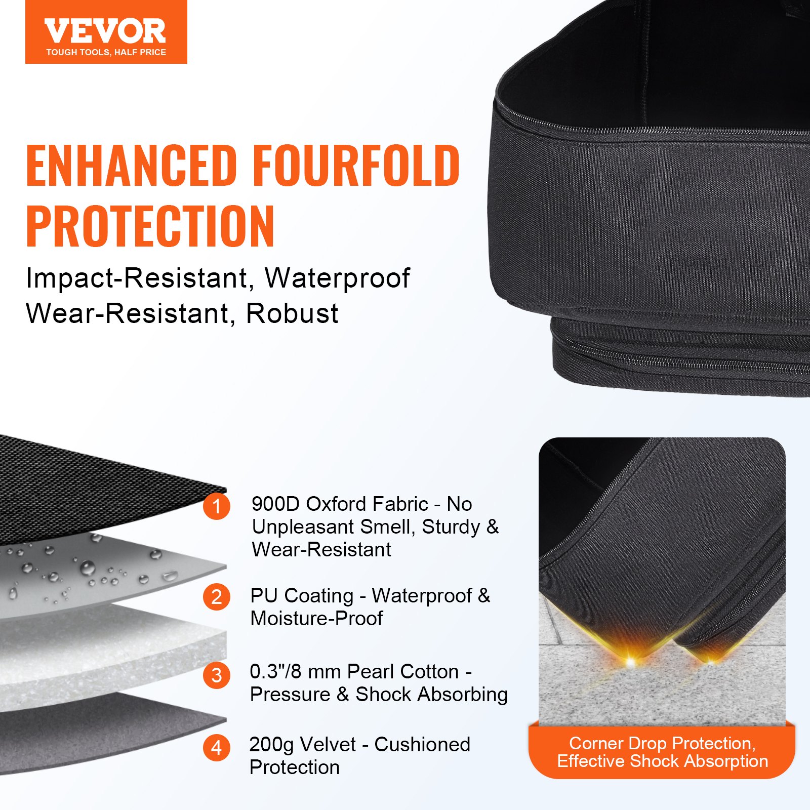 VEVOR Telescope Case, 762 mm, Telescope Storage Bag with Fixed Buckles, Multi-Pocket and Detachable Divider, Shock-Absorbent Telescope Carrying Case for Optical Tube & Tripod, Counterweight Pocket