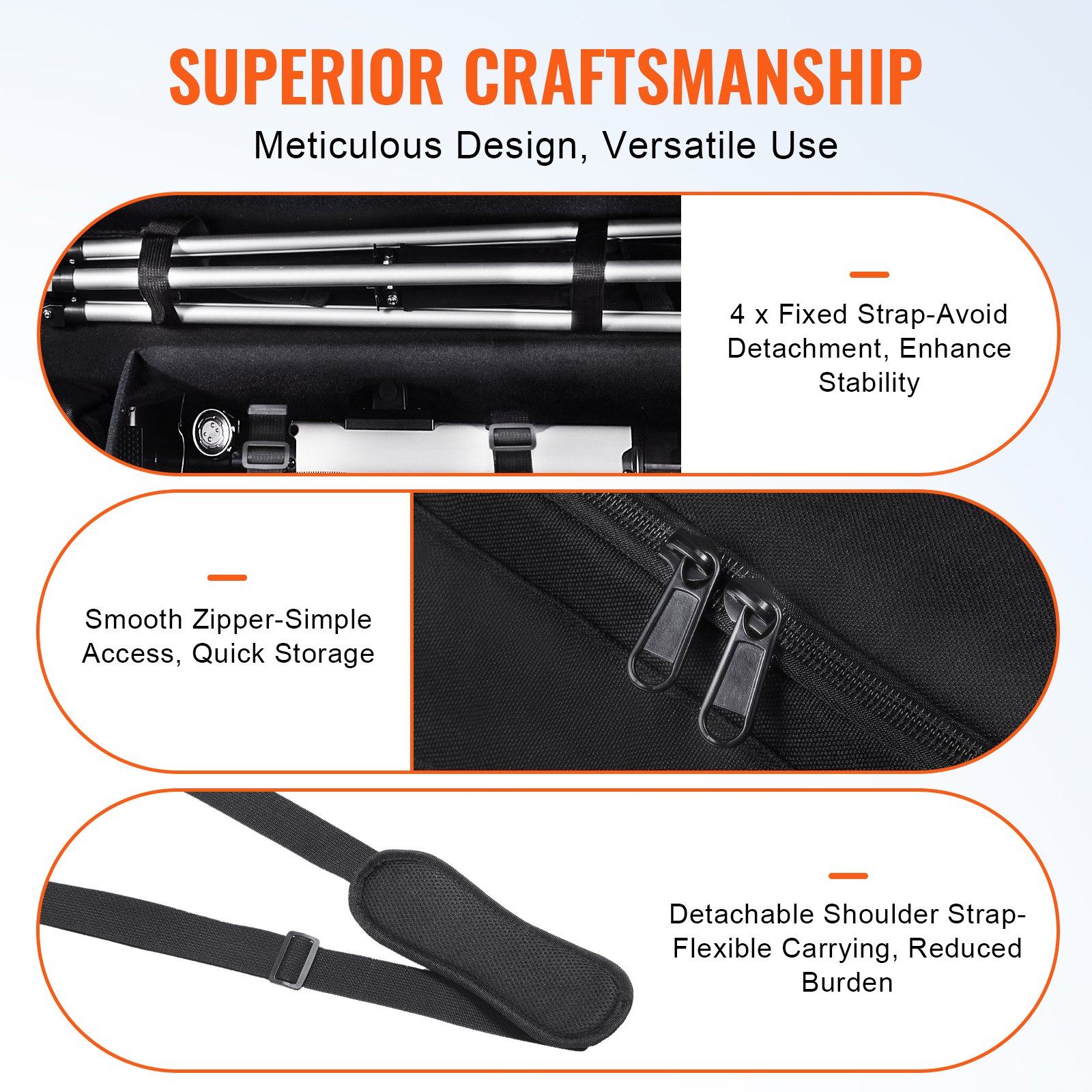 VEVOR Telescope Case, 762 mm, Telescope Storage Bag with Fixed Buckles, Multi-Pocket and Detachable Divider, Shock-Absorbent Telescope Carrying Case for Optical Tube & Tripod, Counterweight Pocket