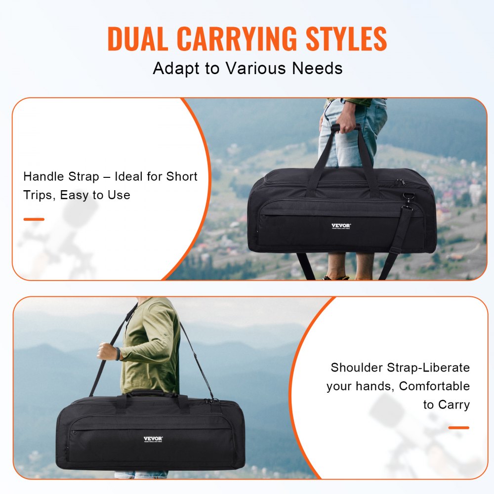 VEVOR Telescope Case, 770 mm, Telescope Storage Bag with Fixed Buckles, Multi-Pocket and Detachable Divider, Shock-Absorbent Telescope Carrying Case for Optical Tube & Tripod, Counterweight Pocket