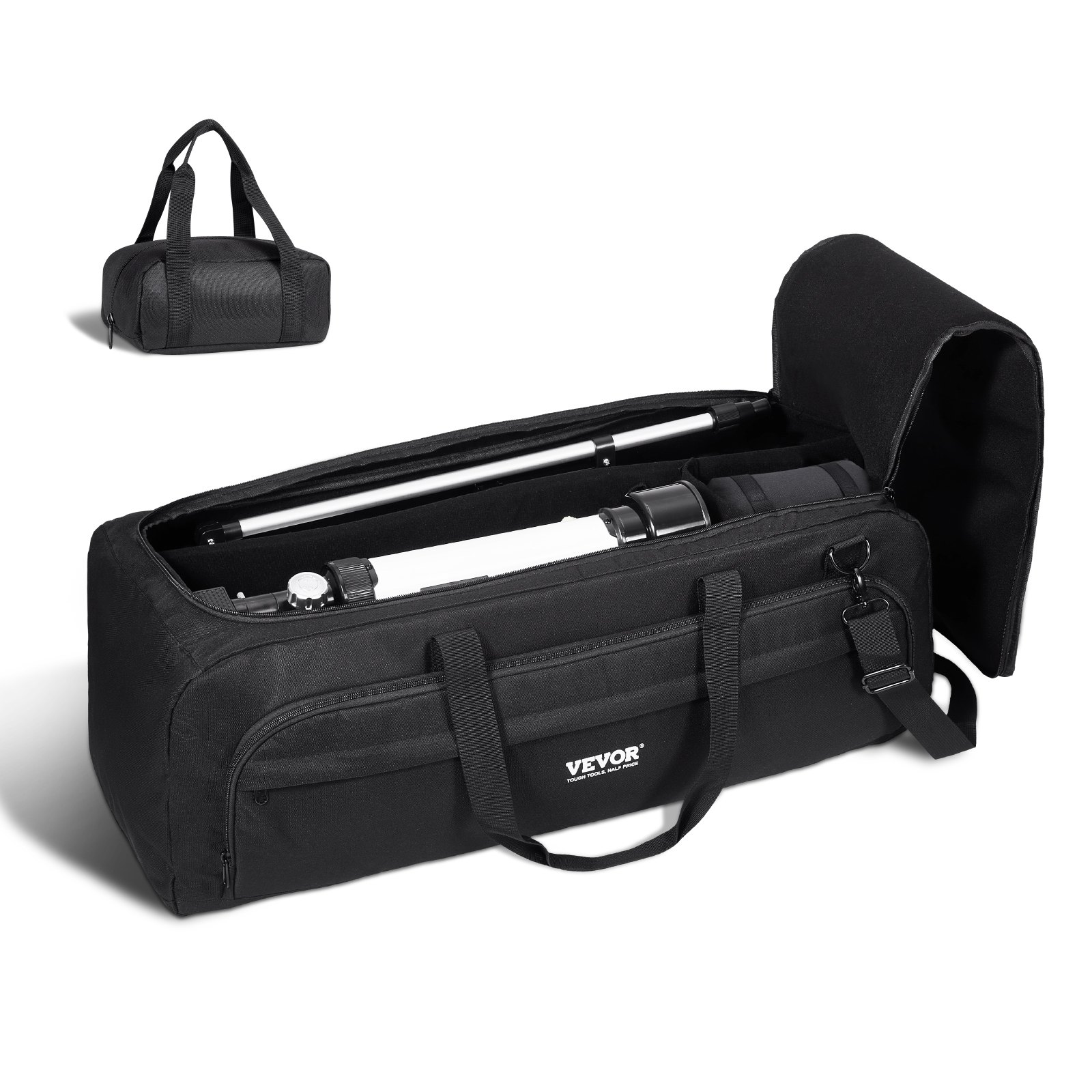 VEVOR Telescope Case, 770 mm, Telescope Storage Bag with Fixed Buckles, Multi-Pocket and Detachable Divider, Shock-Absorbent Telescope Carrying Case for Optical Tube & Tripod, Counterweight Pocket