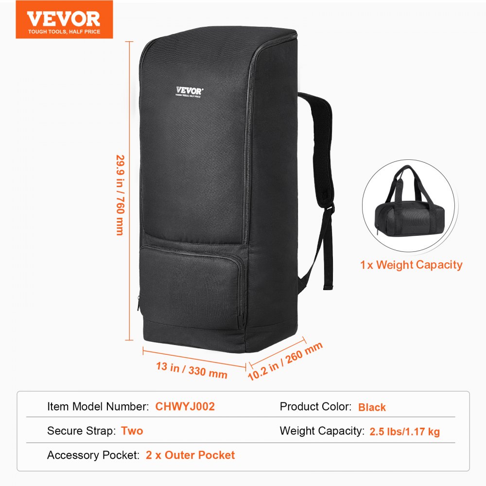 VEVOR Telescope Case, 760 mm, Telescope Storage Backpack with Secure Strap, Pockets and Cozy Shoulder Traps, Shock-Absorbent Telescope Carrying Case for Optical Tube & Tripod, Counterweight Pocket